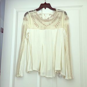 Free People creme long sleeve flowy shirt